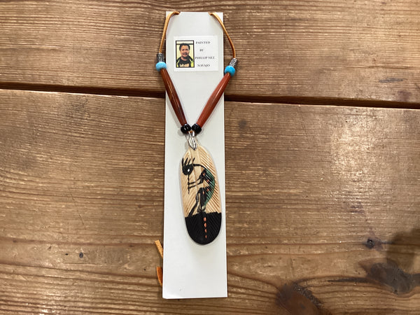 Painted Feather Necklace by P. Nez