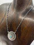 18" Concho Necklace with Turquoise by Sheldon Mariano, Navajo