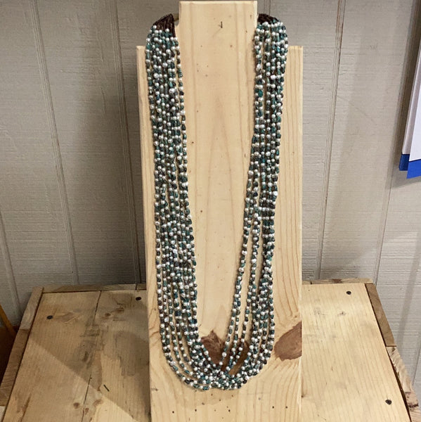 10 String Pearl Every Other Turquoise Necklace Jewelry