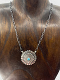 18" Concho Necklace with Turquoise by Sheldon Mariano, Navajo