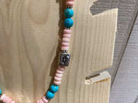 Pink Conch Shell with Turquoise 23 inches Long
