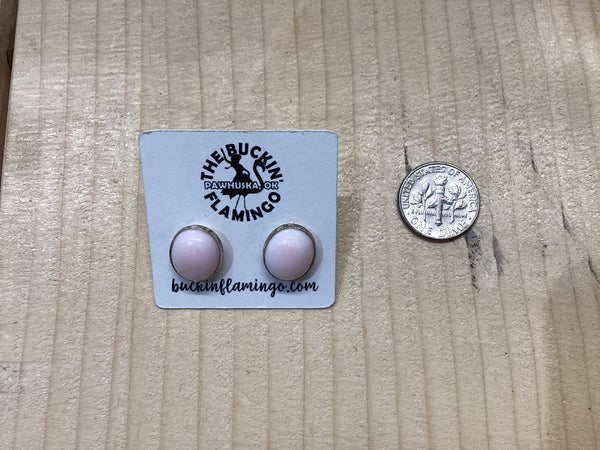 Pink Conch Oval Post Earrings Jewelry