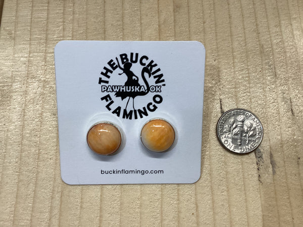 Light Orange Spiny Oyster Round Post Earrings Jewelry