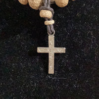 Necklace cross raw hide