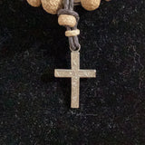 Necklace cross raw hide