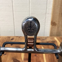 By Tracie Morrison.    Las Cruces Style.  Checks with relief engraved steel and sterling concho.