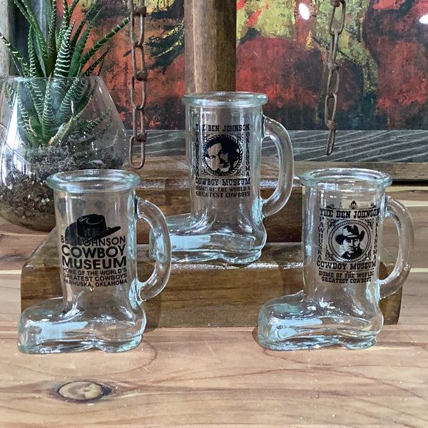 Boot Shaped Shot Glass with Cowboy Hat, Full face, or Half face.