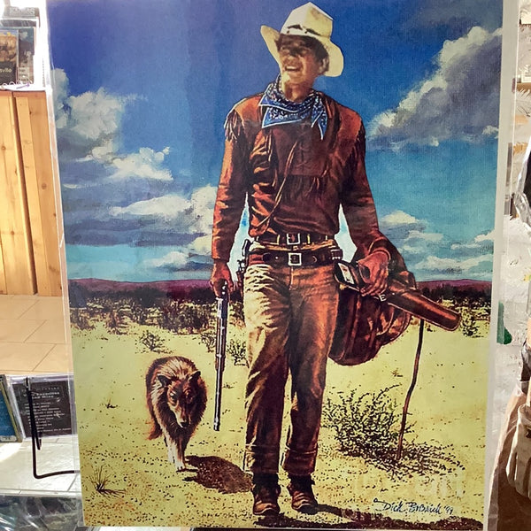 John Wayne & Dog Color Poster