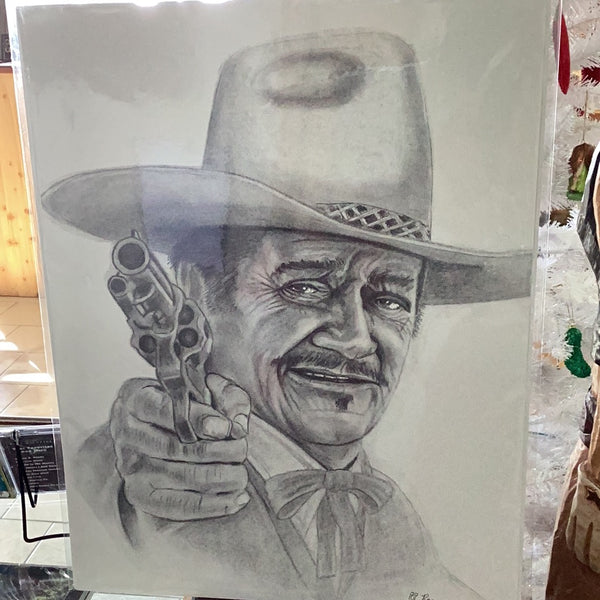John Wayne The Shootist Black & White Print