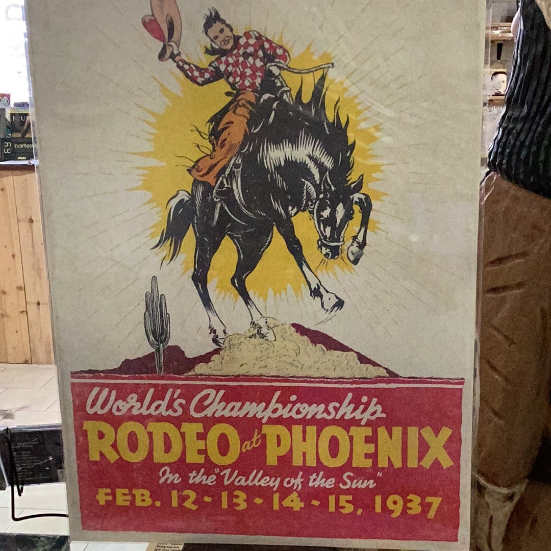 World’s Championship Rodeo at Phoenix 1937 poster – Ben Johnson Cowboy ...