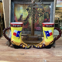 Vintage Cowboy Boot Mug (Large Texas and Texas Flag Mug)