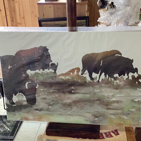 Buffalo Herd Water Color Poster