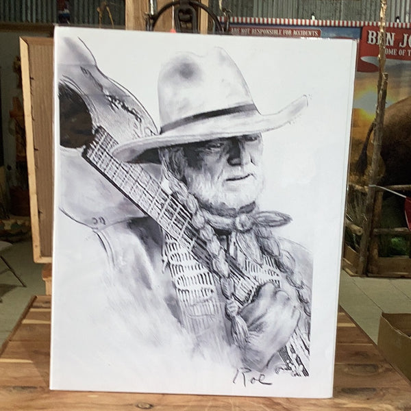 Willie Nelson Black and White by Roe