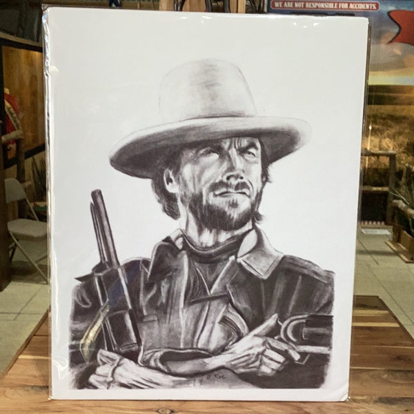 Clint Eastwood Two Guns by Roe